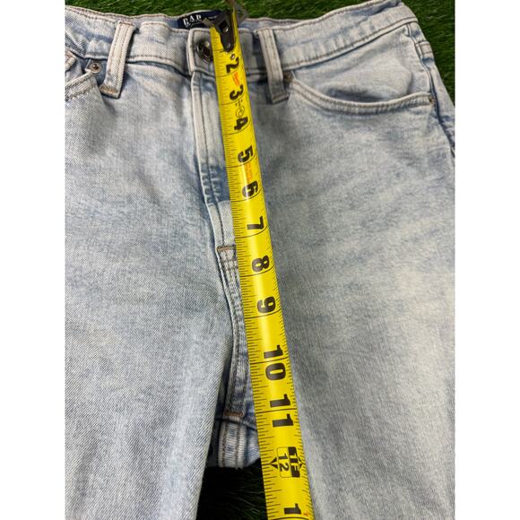 GAP Womens 70’s Flare Jeans Light Wash Ripped Knee Sz 12 31R Regular Denim Pants - Picture 8 of 12